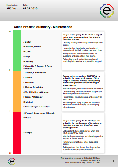 Team Sales Process Summary Report